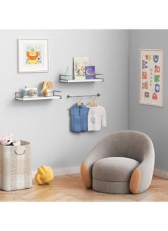 Anmi White Floating Shelves for Bathroom Organizer Over Toilet with Towel Rack, Corner Wall Shelf for Bedroom Decor Kitchen Storage  - Image 5