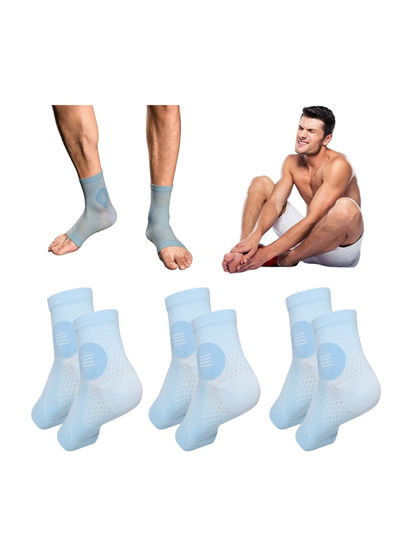 Neuropathy Socks for Men and Women, Plantar Fasciitis Compression Socks, Toeless Foot Sleeves Nerve Damage Pain in Feet, Ankle Gout, 3 Pairs (Blue - XL) - Image 1