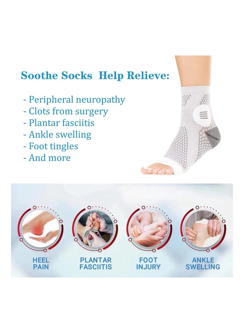 Neuropathy Socks for Men and Women, Plantar Fasciitis Compression Socks, Toeless Foot Sleeves Nerve Damage Pain in Feet, Ankle Gout, 3 Pairs (Blue - XL) - Image 2