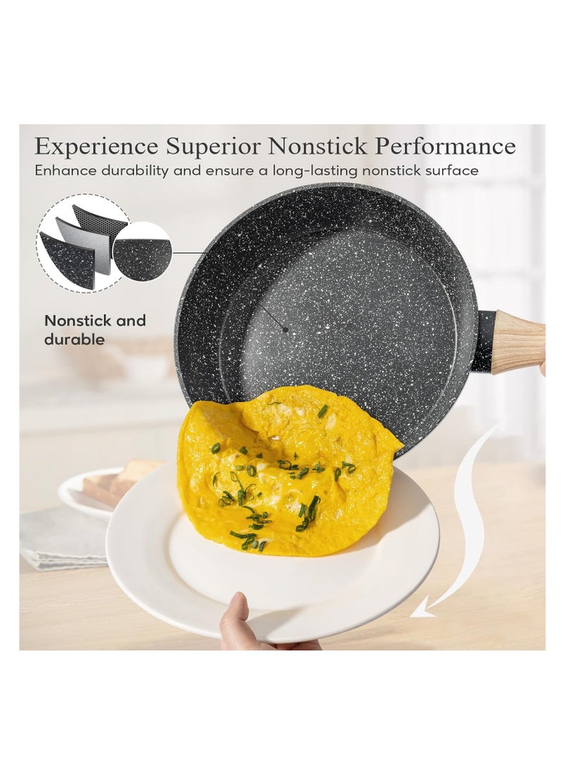 Swift 12 Pcs Kitchen Cookware Sets, Pots and Pans Set Non Stick, Induction Cookware Granite Cooking Set with Frying Pans, Saucepans, Steamer Silicone Shovel Spoon & Tongs  - Image 3