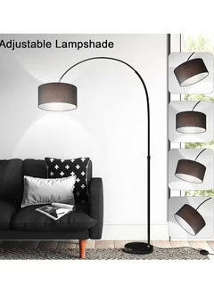 Tiokkss Floor Lamp for LED Stand Vintage Arc Pole Light with Warm Light Remote Control for Living Room Office Bedroom Metal Black 12W 8-15m 185x38 cm  - Image 3