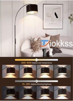 Tiokkss Floor Lamp for LED Stand Vintage Arc Pole Light with Warm Light Remote Control for Living Room Office Bedroom Metal Black 12W 8-15m 185x38 cm  - Image 4