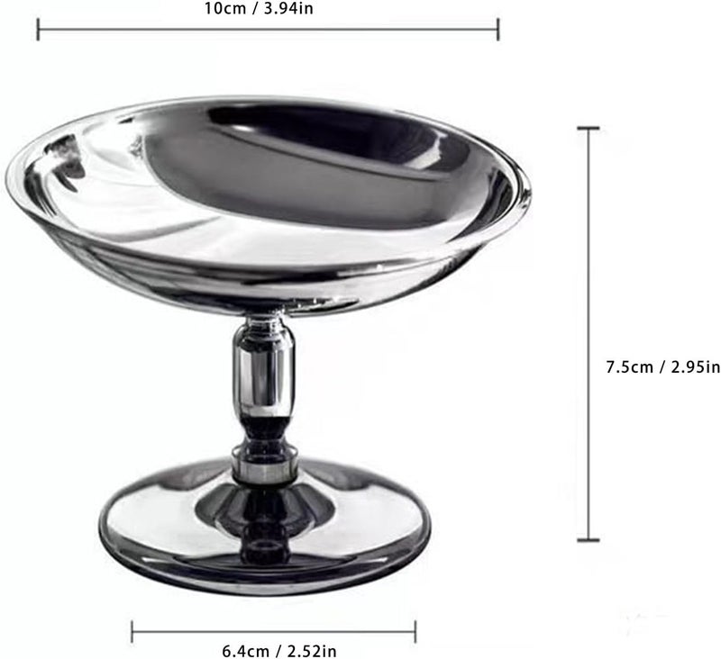 Pssopp 304 Stainless Steel Ice Cream Cup, Footed Dessert Bowl for Salad Snack Candy 3.94x2.95x2.52in (Silver) - Image 3
