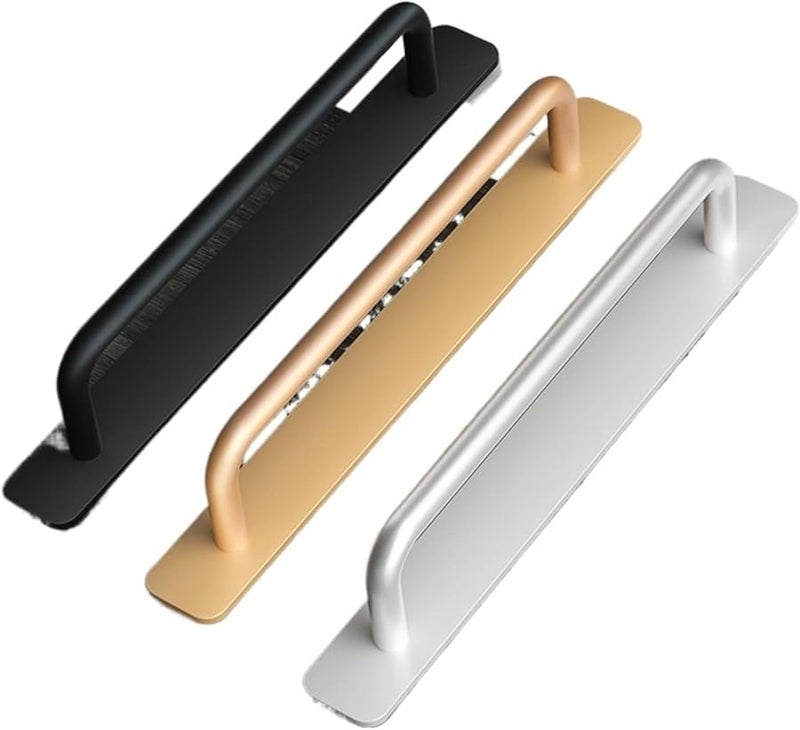 Self Adhesive Punch Free Door Handles Aluminum Kitchen Cabinet Pulls Silvery XL - Image 2