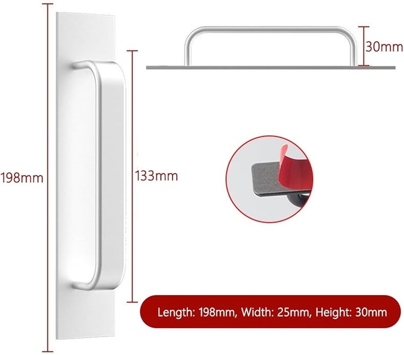 Self Adhesive Punch Free Door Handles Aluminum Kitchen Cabinet Pulls Silvery XL - Image 3