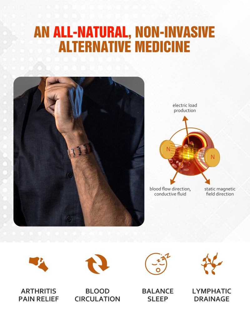 Jecanori أساور نحاسية للرجال من جيكانوري بقوة 3X، أساور مغناطيسية نحاسية نقية للرجال مع مغناطيسات مطورة بقوة 3800 غاوس، مشبك فاخر وأداة قياس - Image 2