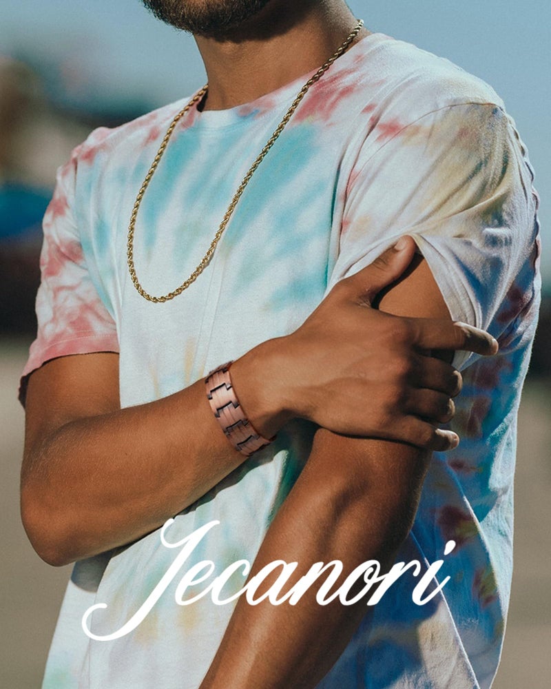 Jecanori أساور نحاسية للرجال من جيكانوري بقوة 3X، أساور مغناطيسية نحاسية نقية للرجال مع مغناطيسات مطورة بقوة 3800 غاوس، مشبك فاخر وأداة قياس - Image 5