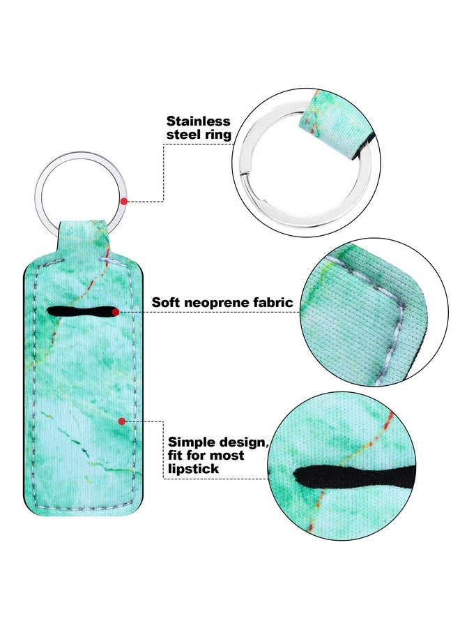 Blulu Blulu 10 Pieces Lipstick Holder Keychains Clip-on Lipstick Sleeve Pouch Lipstick Holder Keychain Lip Balm Holder Key Chain with Marble Pattern for Travel Accessories, 10 Colors - Image 4