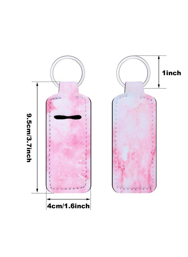 Blulu Blulu 10 Pieces Lipstick Holder Keychains Clip-on Lipstick Sleeve Pouch Lipstick Holder Keychain Lip Balm Holder Key Chain with Marble Pattern for Travel Accessories, 10 Colors - Image 2
