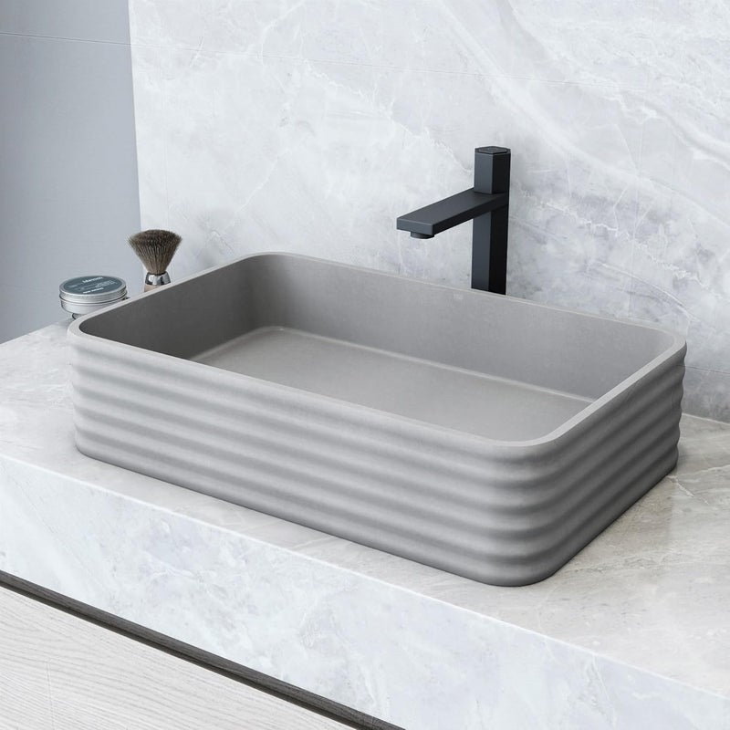 VIGO Cadman 21L x 14W x 5H Over the Counter Concrete Rectangular Vessel Bathroom Sink in Gray VG04074 - Image 2
