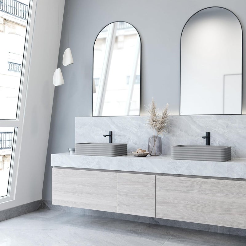 VIGO Cadman 21L x 14W x 5H Over the Counter Concrete Rectangular Vessel Bathroom Sink in Gray VG04074 - Image 5