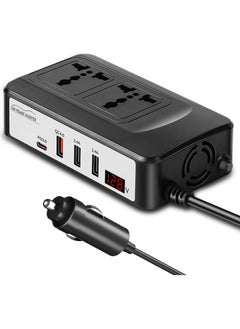 Generic 200W Power Inverter, DC 12V 24V to 220V AC Car Charger Adapter, PD3.0 With QC 4.0 Fast Charging, 2 Universal Socket 2.4A USB Ports, Switch LCD Display  - Image 1
