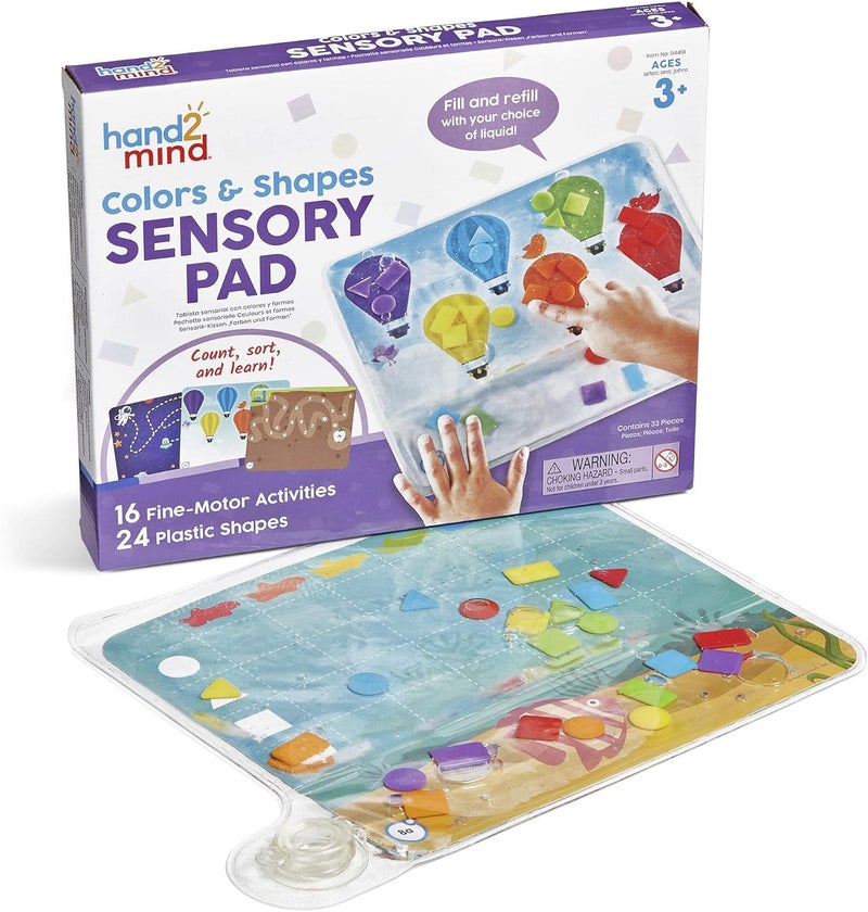 hand2mind hand2mind Colors  Shapes Sensory Pad Occupational Therapy Toys Fine Motor Toys Toddler Sensory Toys Sensory Water Mat Sensory Play Therapy Toys Calming Toys for Kids Calm Down Corner Supplies - Image 1