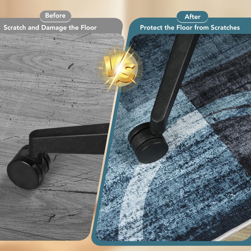 Lreedy Office Chair Mat for Hardwood Floor&Tile Floor,36"X 48" Heavy Duty Desk Chair Mat for Hard Floors,Under Desk Rug for Rolling Computer Chair,Anti Slip,Low Pile Carpet Floor-Geo Blue Gray - Image 4