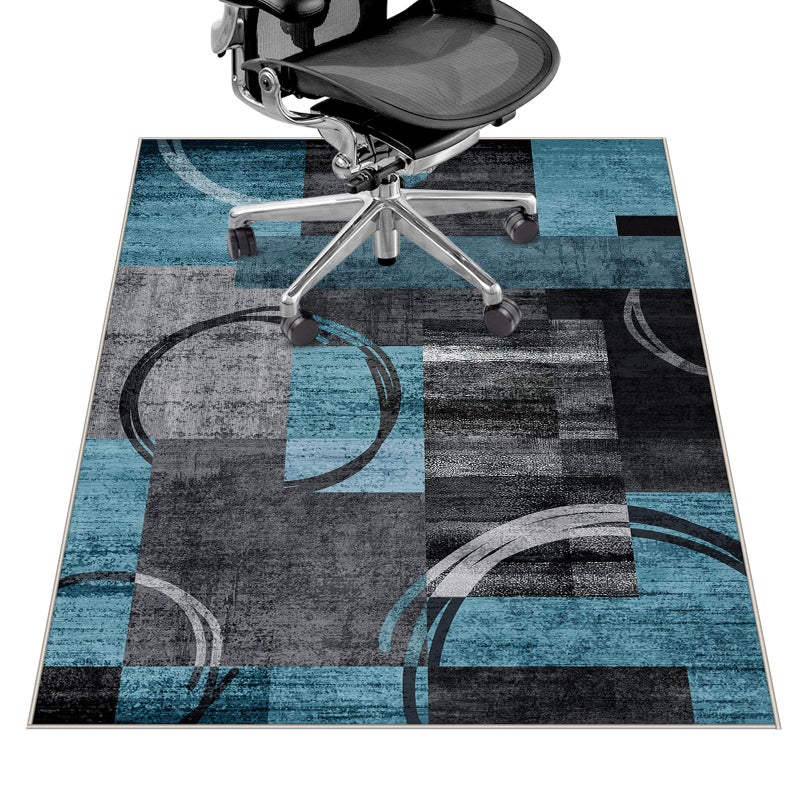 Lreedy Office Chair Mat for Hardwood Floor&Tile Floor,36"X 48" Heavy Duty Desk Chair Mat for Hard Floors,Under Desk Rug for Rolling Computer Chair,Anti Slip,Low Pile Carpet Floor-Geo Blue Gray - Image 1