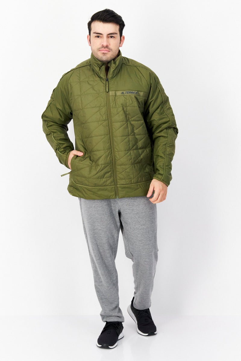 Adidas Men Sportswear Fit Long Sleeve Synthetic Insulated Jacket, Olive - Image 4