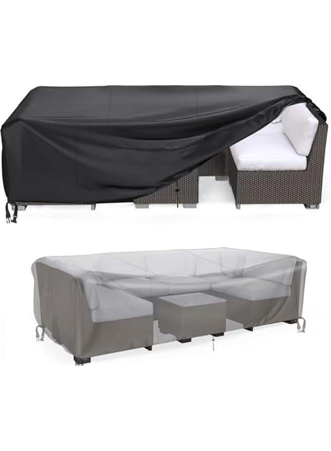 HOOKOR 420D Heavy Duty Patio Furniture Cover, Waterproof Outdoor Furniture Cover, High Quality Patio Furniture Covers Dust Proof Anti-UV Durable Sofa Sectional Table & Chair Cover (330×220×70cm) - Image 1