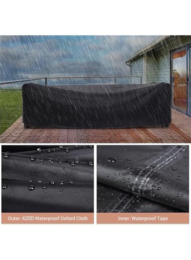 HOOKOR 420D Heavy Duty Patio Furniture Cover, Waterproof Outdoor Furniture Cover, High Quality Patio Furniture Covers Dust Proof Anti-UV Durable Sofa Sectional Table & Chair Cover (330×220×70cm) - Image 4