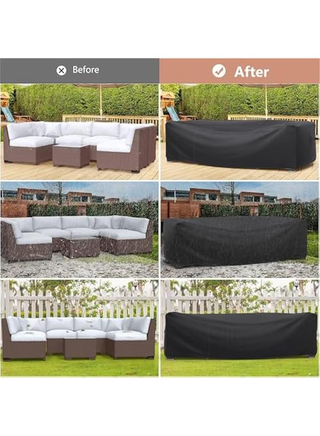 HOOKOR 420D Heavy Duty Patio Furniture Cover, Waterproof Outdoor Furniture Cover, High Quality Patio Furniture Covers Dust Proof Anti-UV Durable Sofa Sectional Table & Chair Cover (330×220×70cm) - Image 5