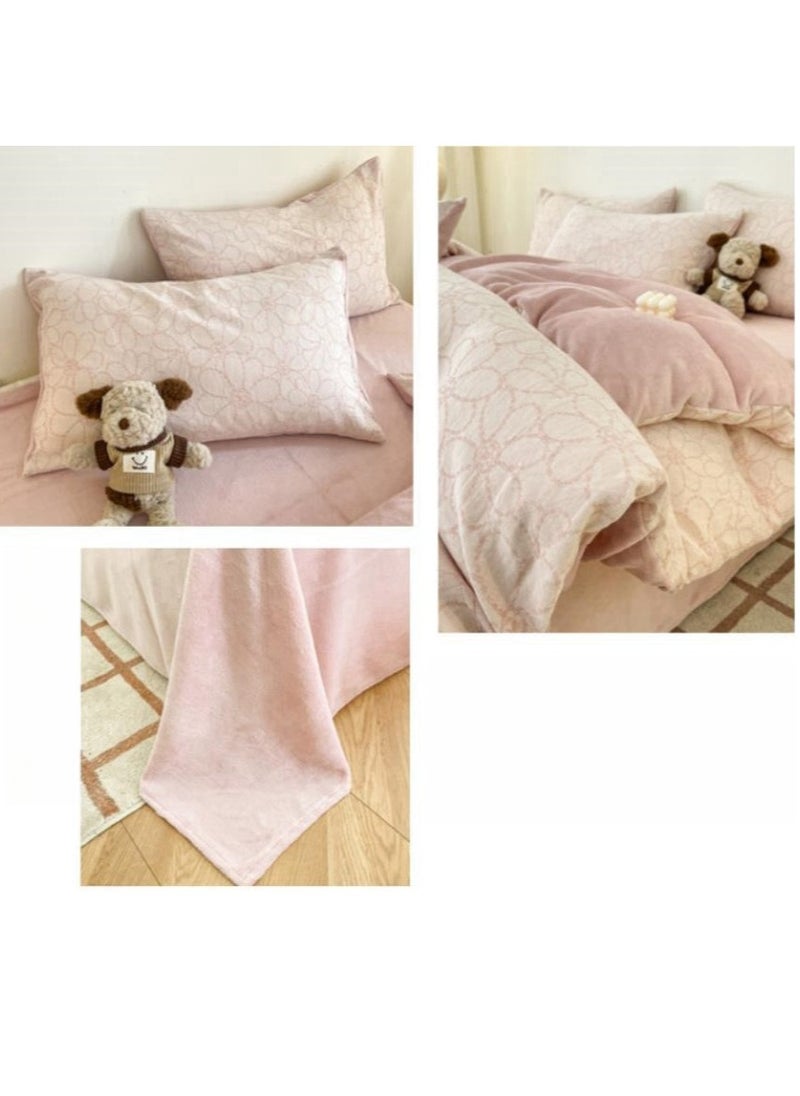 Generic Fitted Sheet Style — ﻿ Carved Velvet Cloth Embroidered Wide Edge Milk Velvet Four Piece Bedding Set  - Image 3