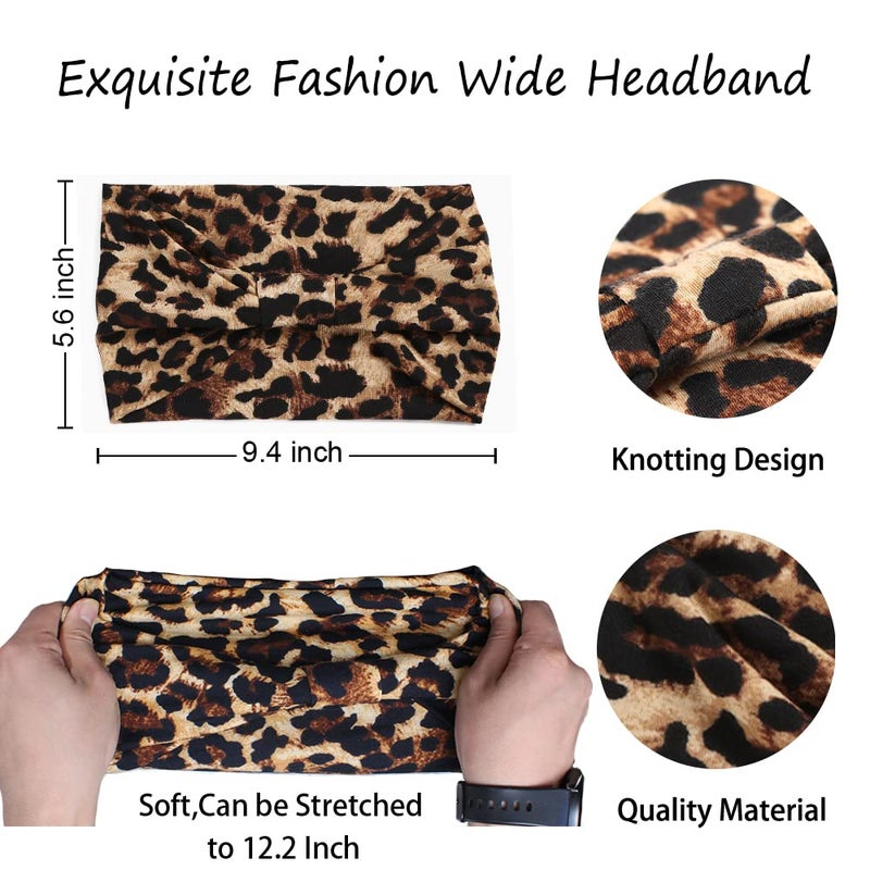 XTREND 4 Packs Wide Headband Fashion Headscarf Bohemian Style Elastic Knotted Non-slip Headband Suitable For Black Women Outdoor Yoga Sports Printed Hair Accessories - Image 2