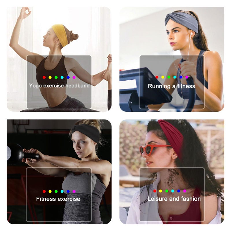 XTREND 4 Packs Wide Headband Fashion Headscarf Bohemian Style Elastic Knotted Non-slip Headband Suitable For Black Women Outdoor Yoga Sports Printed Hair Accessories - Image 5