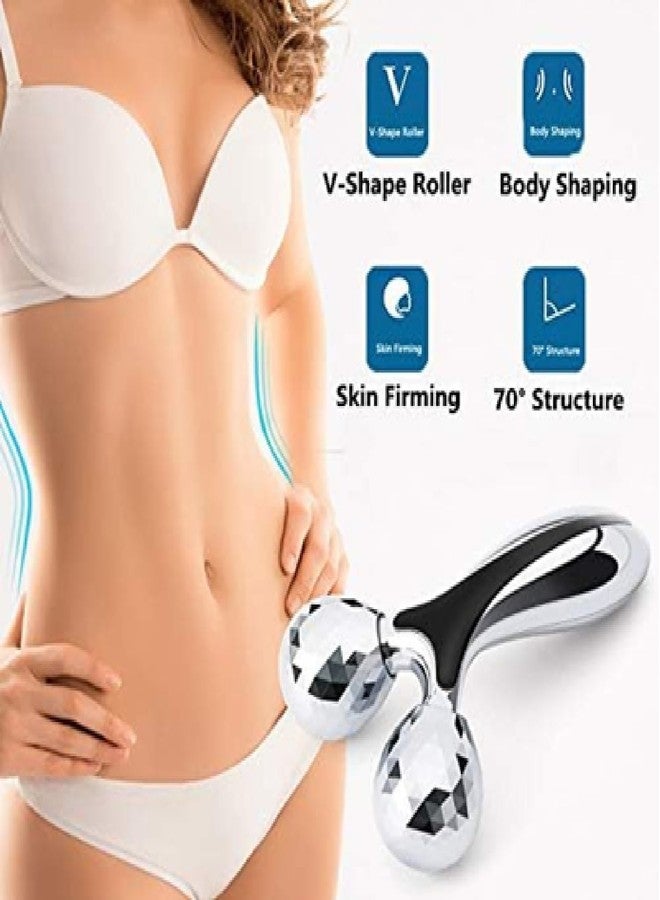 Winberg 3D Face and Body Massage Roller, 180 Touch Points, V-Shape Design for Skin Firming and Body Shaping, Silver01 - Image 2
