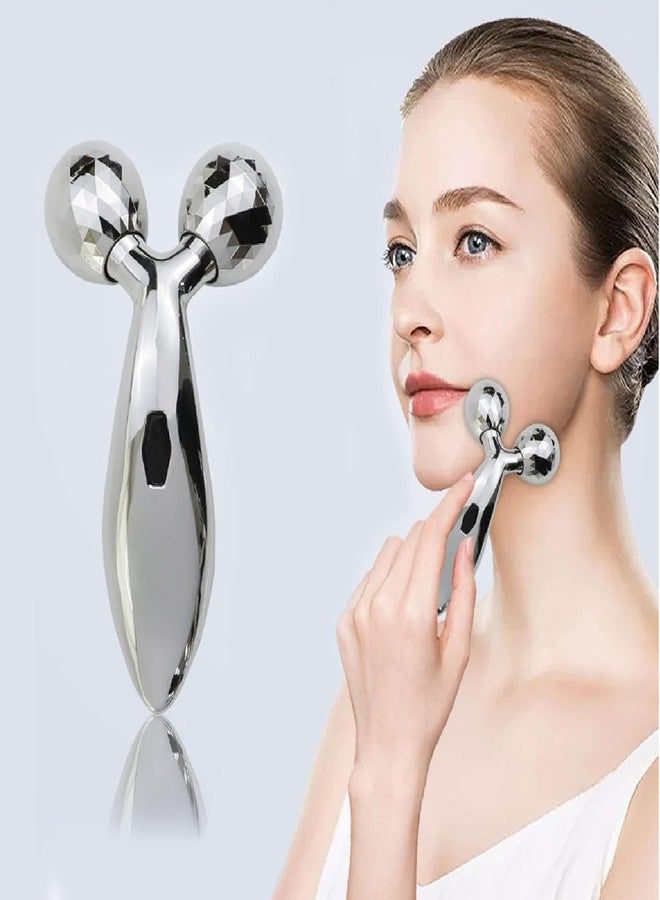 Winberg 3D Face and Body Massage Roller, 180 Touch Points, V-Shape Design for Skin Firming and Body Shaping, Silver01 - Image 1