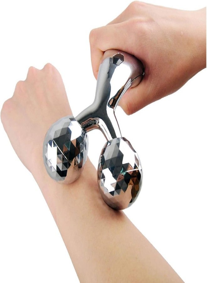 Winberg 3D Face and Body Massage Roller, 180 Touch Points, V-Shape Design for Skin Firming and Body Shaping, Silver01 - Image 4