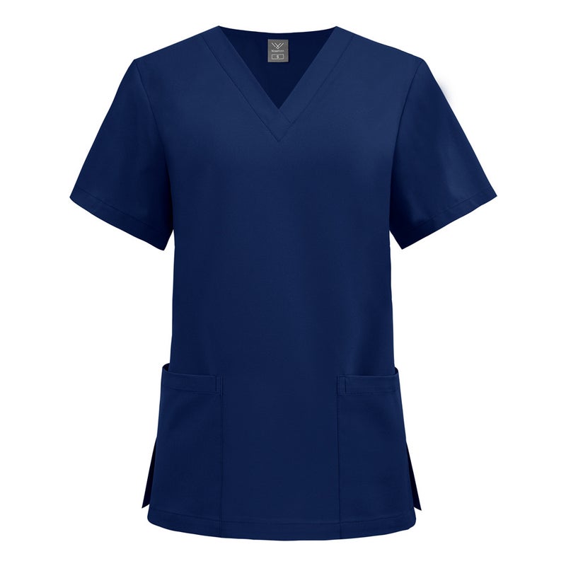 New Stretch Single Top Wash Clothes Men'S And Women'S V-Neck Pocket Short Sleeve Thin Nurse Clothes Multicolor Plus Size - Image 1