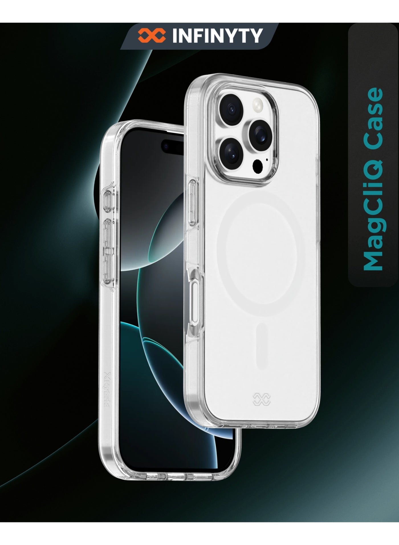 INFINYTY iPhone 16 Pro Max Neo Hybrid Case - Zepho (Transparent) MagSafe Compatible, Mil. Grade 12ft Drop-Tested, Crystal Clear Transparency & Anti-Yellowing, Dual-Layer Design, Impact Resistance for 