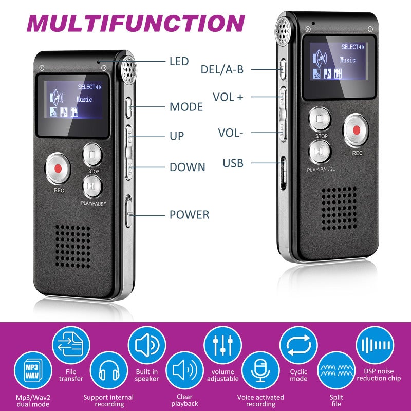 Dunzy 4 Pcs Ghost Hunting Equipment Kit Include 1 EVP Voice Recorder 8 Gb 1 UV Flashlight 2 LED Light up Cat Balls Ghost Investigation Paranormal Equipment for Home Outdoor Inspection(Black,Classic) - Image 4