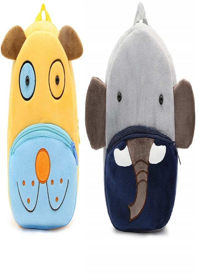 blue tree Kids School Bag Soft Plush Backpack Cartoon Bags Mini Travel Bag for for Girls Boys Toddler Baby Cute Dog & Elephant - Image 1