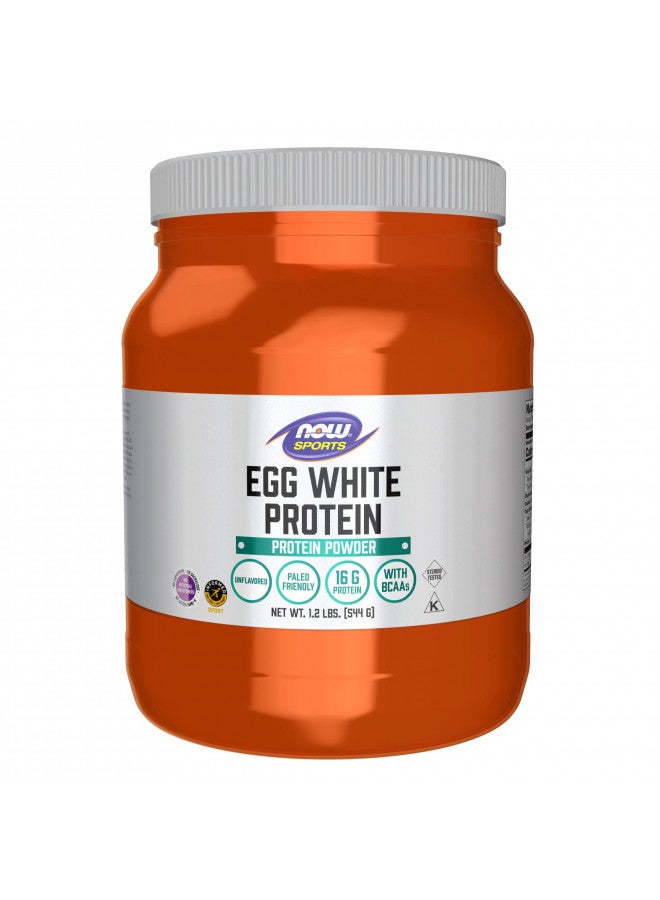 now Sports Nutrition Egg White Protein 16 G With Bcaas Unflavored Powder 12Pound - Image 1