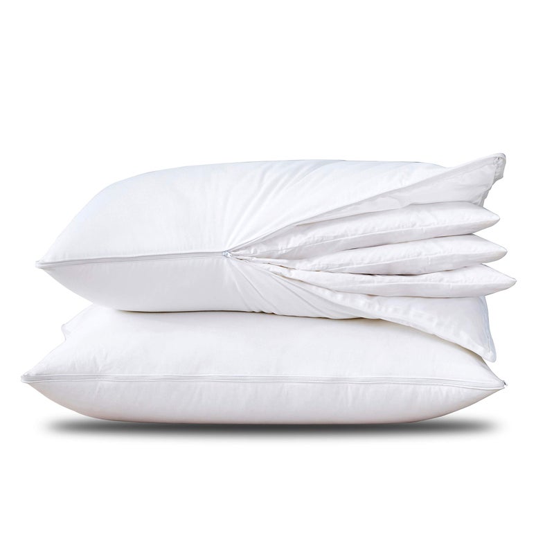 Three Geese Adjustable Layer Goose Feather PillowAssemblable Bed Pillow100 Soft Cotton CoverGood for Side and Back Stomach Sleeper StandardQueen SizePackaging Include 2 Pillows
