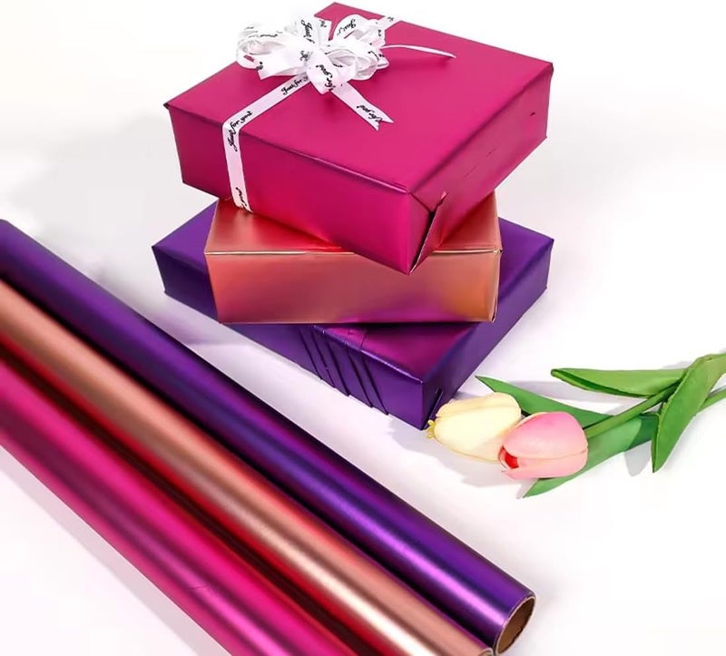 Premify 3 Roll Gift Wrapping Paper Film - Premium Metallic Shrink Wrap for Birthdays, Weddings & Special Occasions (43×300cm) - Image 1