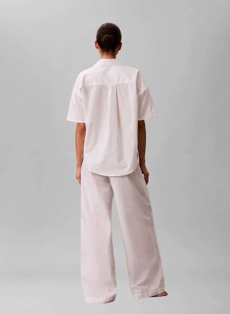 CALVIN KLEIN Classic White Cotton Poplin Pyjama Pants for Women | Best Price UAE
