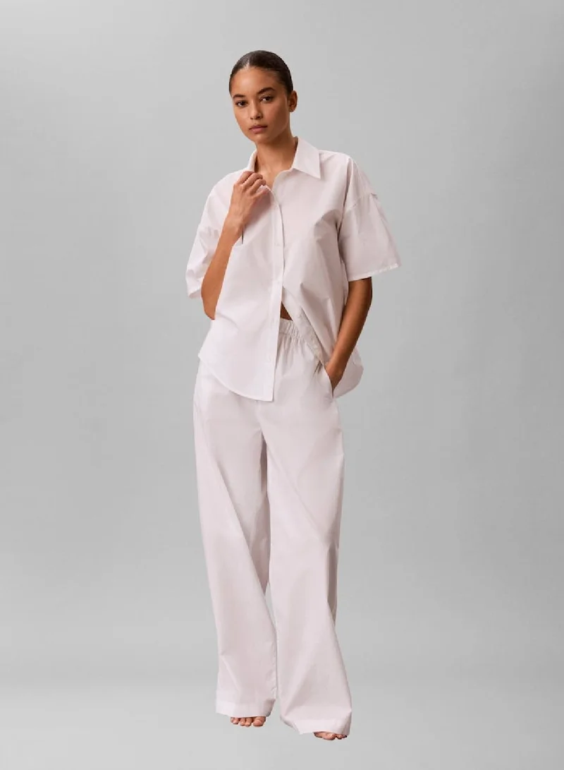 CALVIN KLEIN Classic White Cotton Poplin Pyjama Pants for Women | Best Price UAE