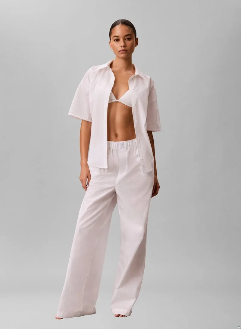 CALVIN KLEIN Classic White Cotton Poplin Pyjama Pants for Women | Best Price UAE