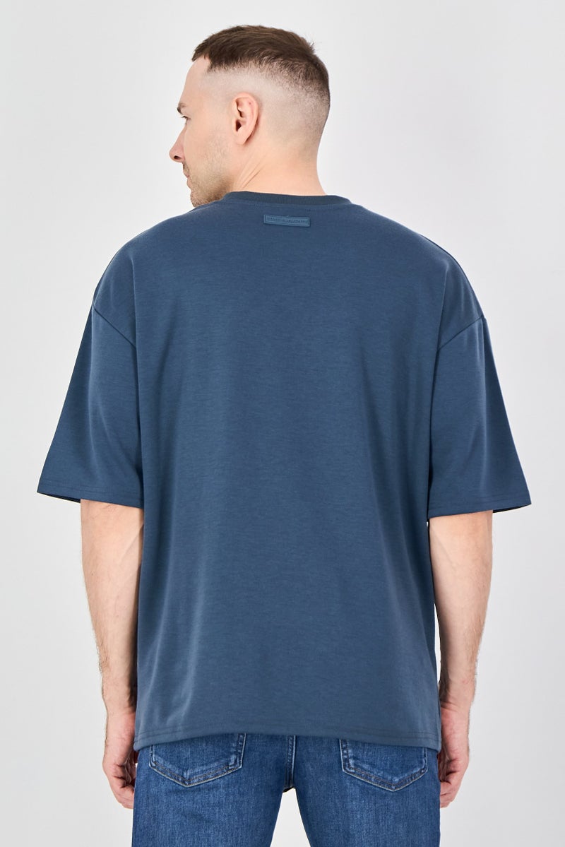 Core Elements Men Crew Neck Short Sleeve Brand Logo T-Shirts, Dark Slate - Image 3