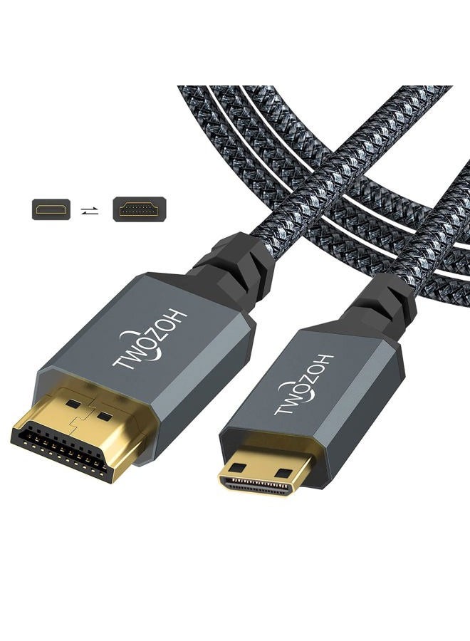Twozoh كابل Mini HDMI إلى HDMI بطول 5م، 4K 60Hz HDMI عالي السرعة إلى Mini HDMI 2.0 مع حبل مضفر - Image 1