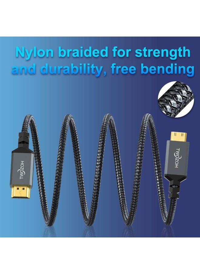 Twozoh كابل Mini HDMI إلى HDMI بطول 5م، 4K 60Hz HDMI عالي السرعة إلى Mini HDMI 2.0 مع حبل مضفر - Image 2