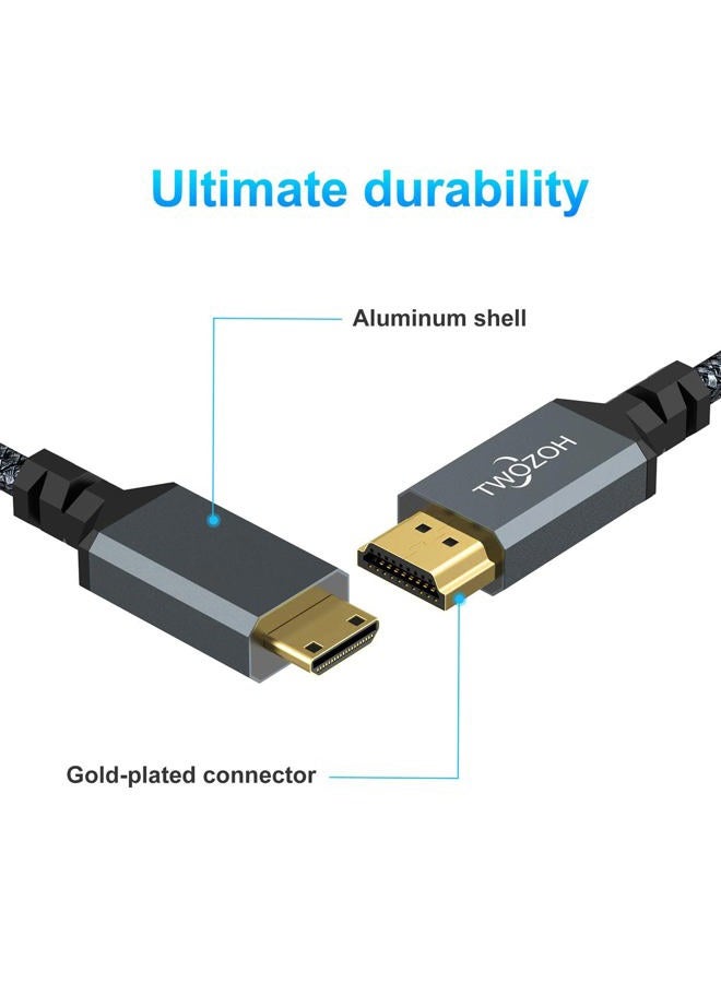 Twozoh كابل Mini HDMI إلى HDMI بطول 5م، 4K 60Hz HDMI عالي السرعة إلى Mini HDMI 2.0 مع حبل مضفر - Image 4