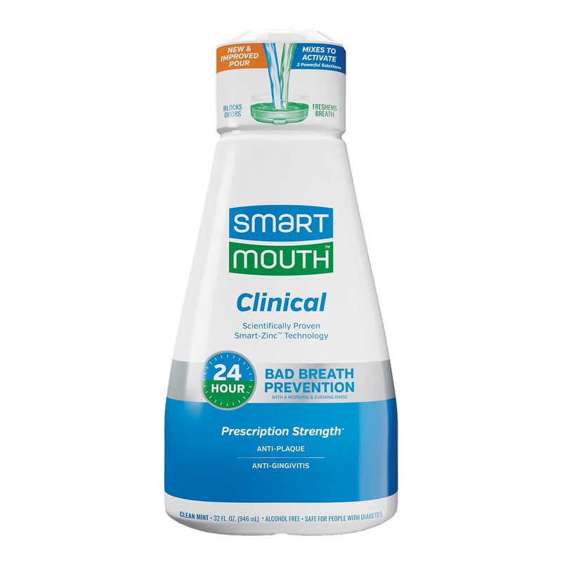 SmartMouth Clinical Zinc Activated Mouthwash AntiPlaque AntiGingivitis for Healthy Gum Support AllDay Fresh Breath AlcoholFree SugarFree GlutenFree Clean Mint 32 fl oz - Image 2