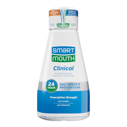 SmartMouth Clinical Zinc Activated Mouthwash AntiPlaque AntiGingivitis for Healthy Gum Support AllDay Fresh Breath AlcoholFree SugarFree GlutenFree Clean Mint 32 fl oz - Image 1