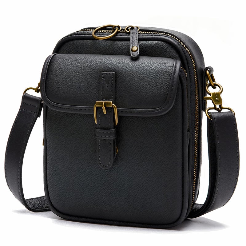 Pelimoo Small Crossbody Bags for Women Vegan Leather Messenger Purses, Vintage Wallet Anti Theft Shoulder Handbags with Card Slots (Black) - Image 1
