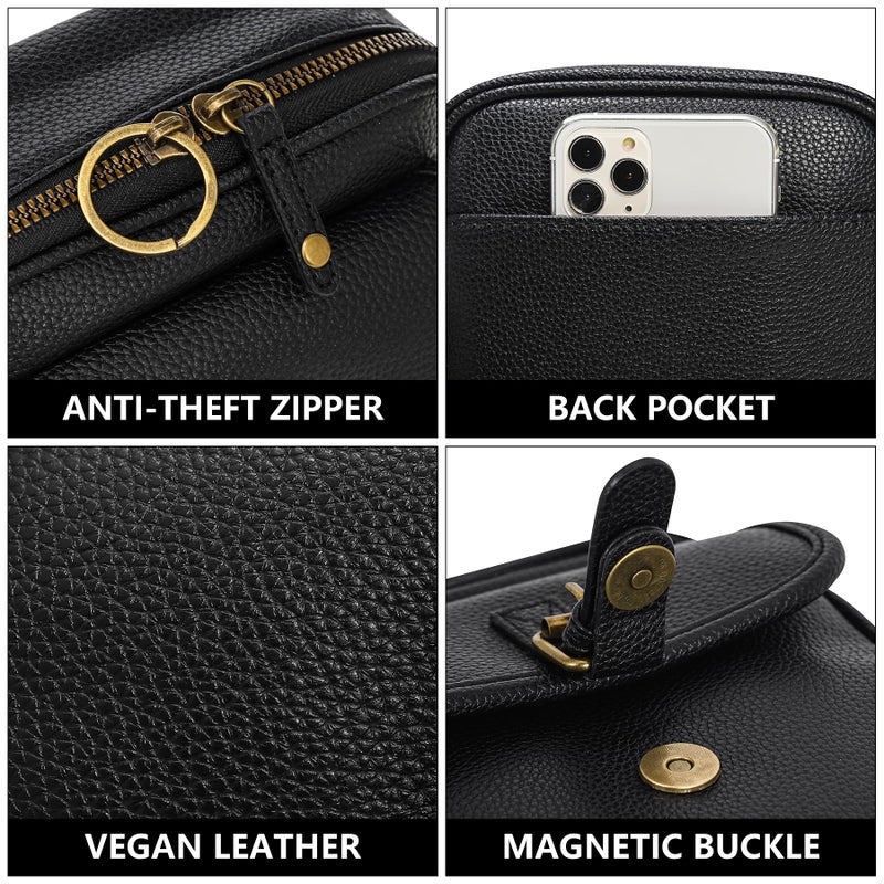 Pelimoo Small Crossbody Bags for Women Vegan Leather Messenger Purses, Vintage Wallet Anti Theft Shoulder Handbags with Card Slots (Black) - Image 4