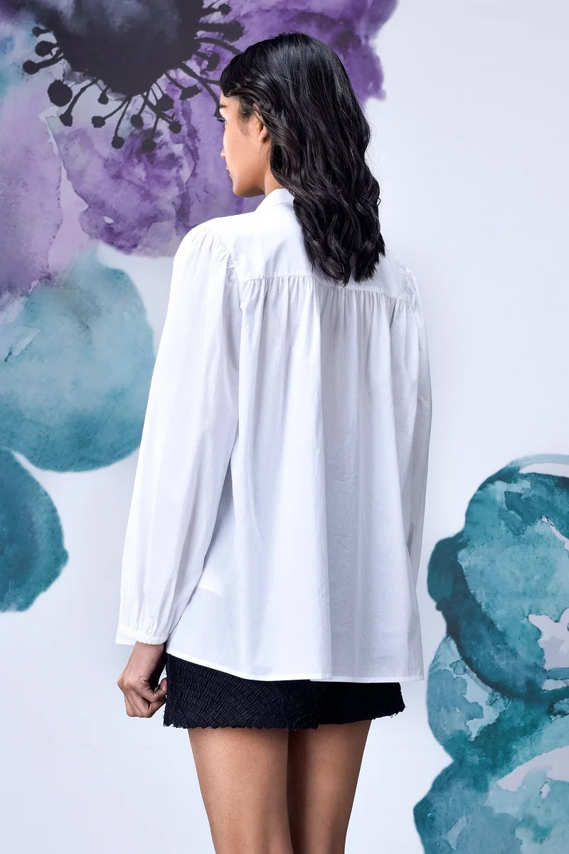 Genes Lecoanet Hemant Malmal Lace up Relax Fit Top- White