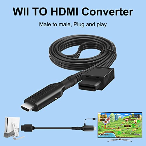 Wiistar Wii to HDMI Converter Wii HDMI Adapter Cable 1m/3.2ft 1080P for Full HD Device Video Converter 720/1080P Supports All Wii Display Modes - Image 3