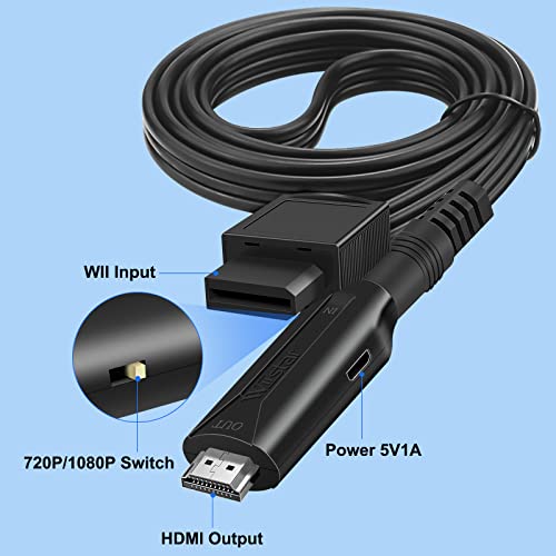 Wiistar Wii to HDMI Converter Wii HDMI Adapter Cable 1m/3.2ft 1080P for Full HD Device Video Converter 720/1080P Supports All Wii Display Modes - Image 4
